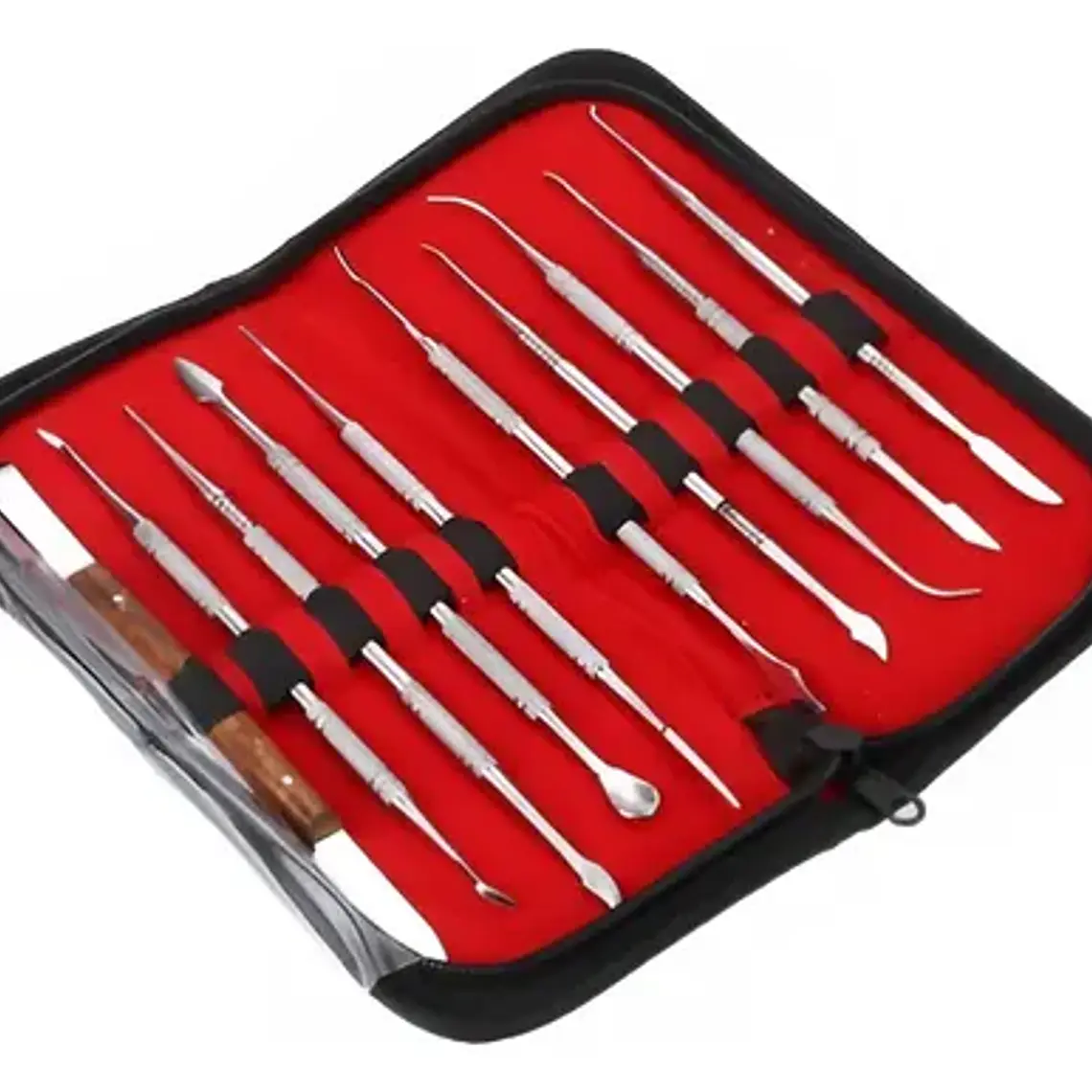 Set Espátulas Tallado Dental Laboratorio 10u Estuche Stgo Rojo 1
