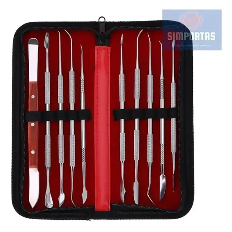 Set Espátulas Tallado Dental Laboratorio 10u Estuche Stgo Rojo 2