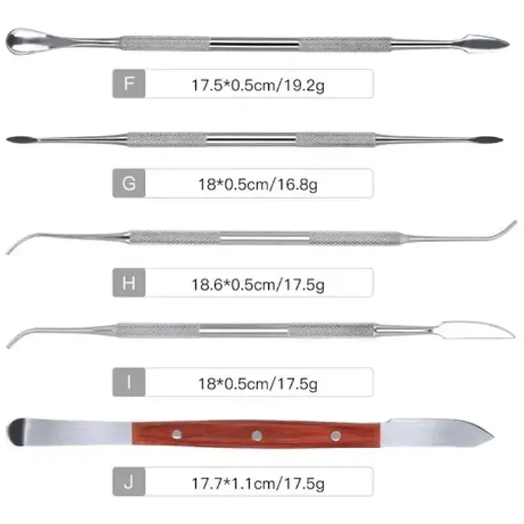 Set Espátulas Tallado Dental Laboratorio 10u Estuche Stgo Rojo 7