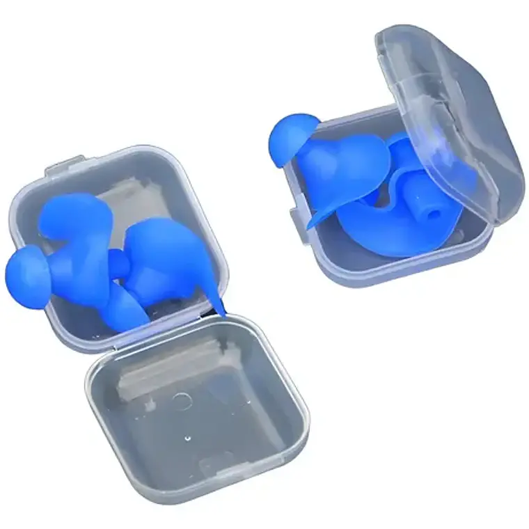 Tapones De Silicona Para Oídos Mejor Sellado Natación Cajita Color Azul 1