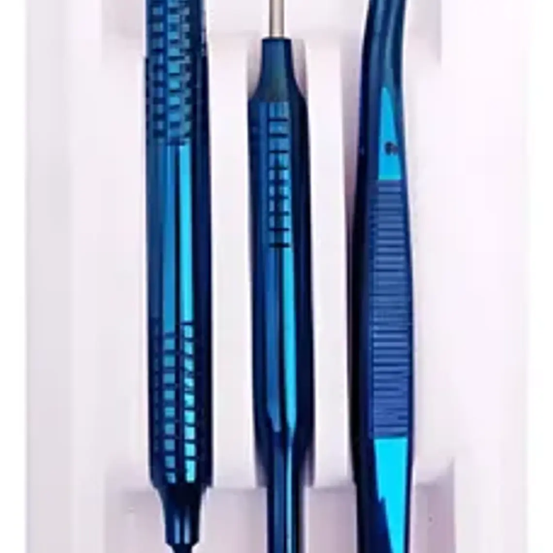 Kit Examen Dental Especial Metalizado Espejo Pinza Y Sonda Color Azul 4