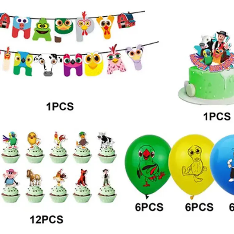 Kit Cotillon Cumpleaños La Granja Zenon Decoración Y Globos 4