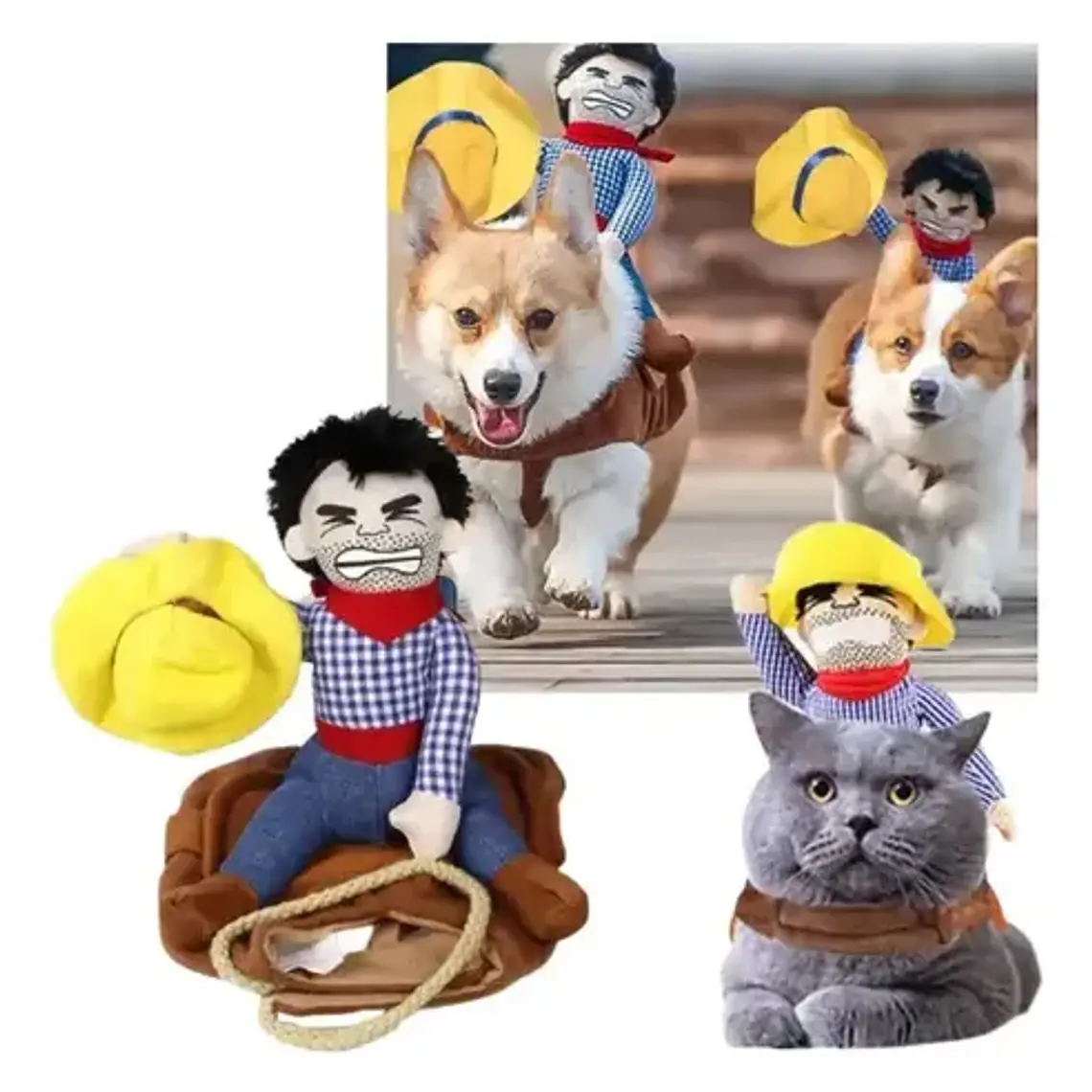 Disfraz Para Perros Y Gatos Con Jinete De Vaquero Dif Tallas Color Talla Xl 1