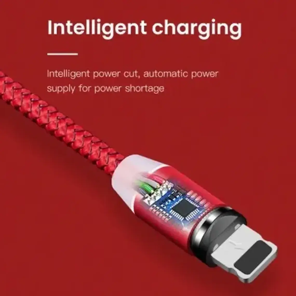 Cable Cargador Rápido 2.4 Amp Tipo Micro Usb  Con Imán Rojo 3