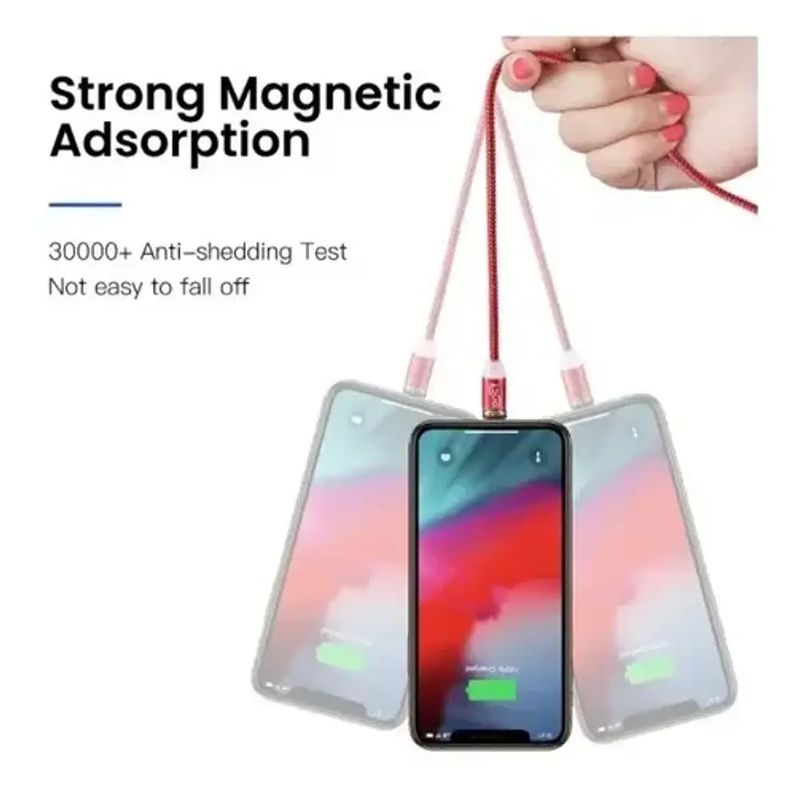 Cable Cargador Rápido 2.4 Amp Tipo Micro Usb  Con Imán Rojo 7