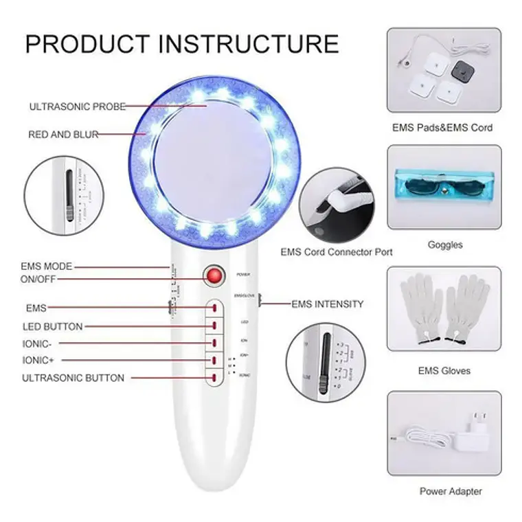 Set Cavitador Radiofrecuencia Facial Y Corporal 6 En 1 Stgo 8