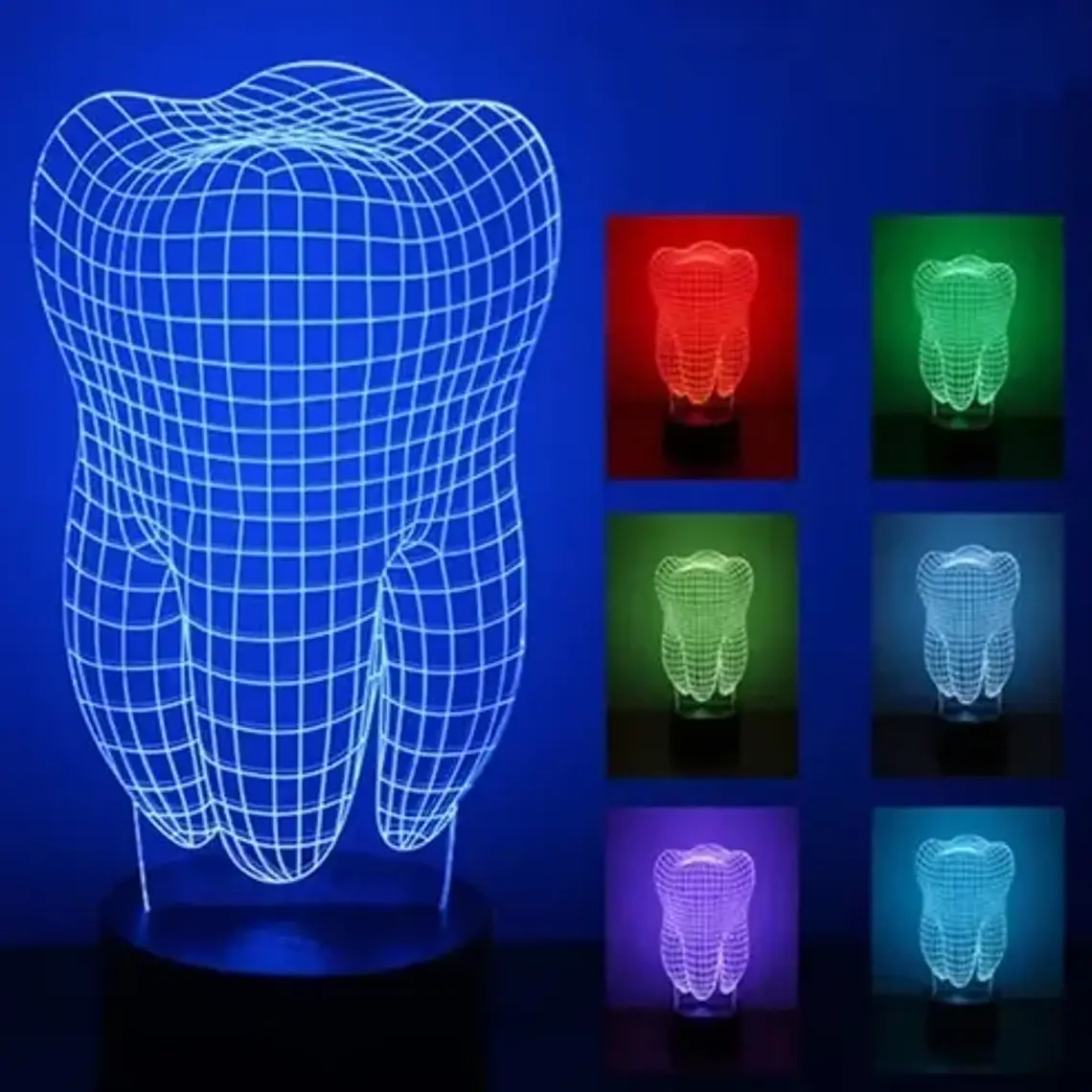 Lámpara Led 3d Switch Colores Diente Muela Usb Control Stgo. 3