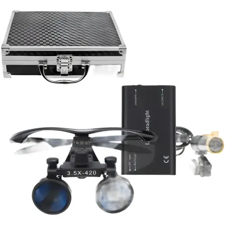 Lupas Binoculares Quirúrgicas 3.5 X 420 Luz Led Maletín Stgo 21
