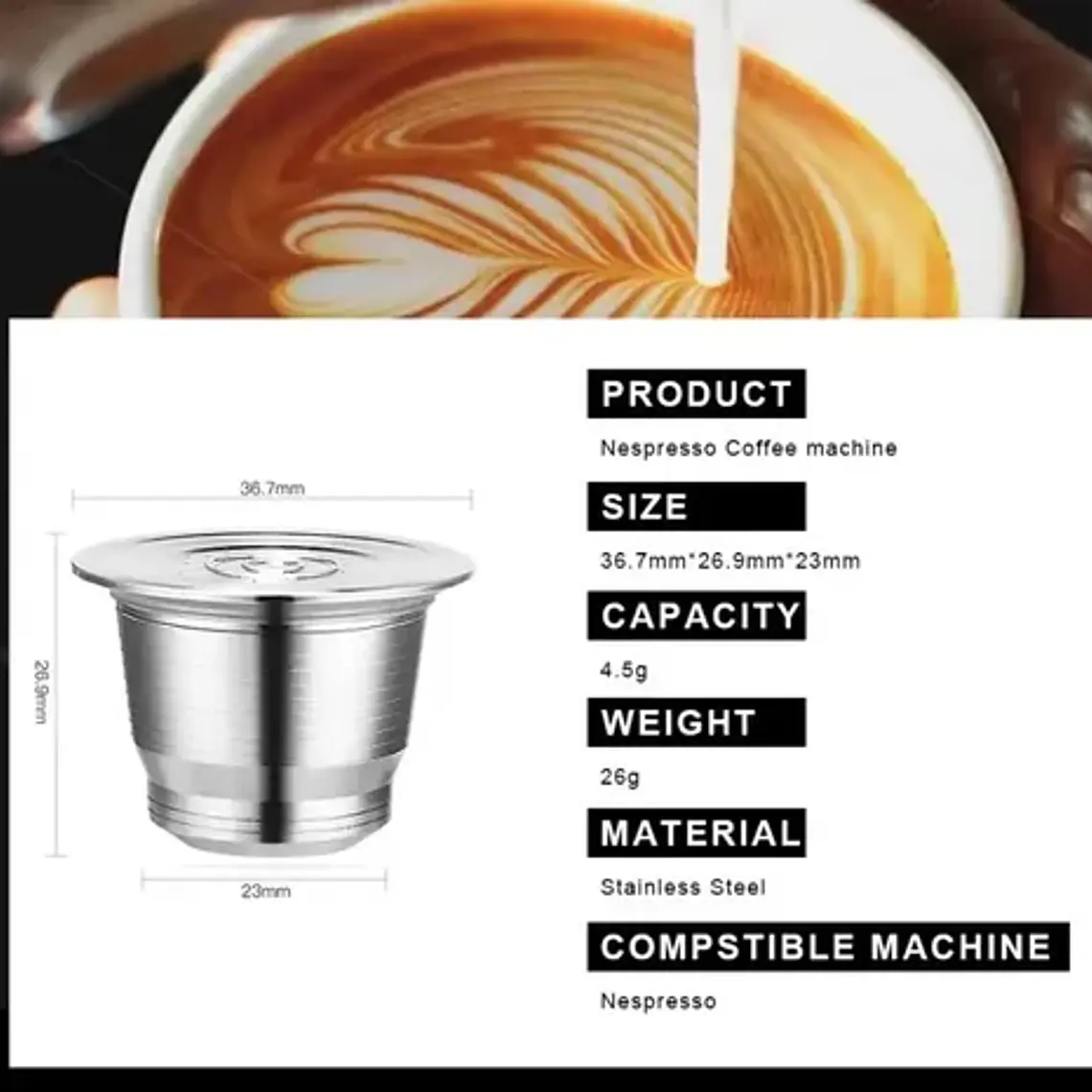 Pack Xl Cápsulas Reutilizable Acero Para Nespresso Nuevo 6