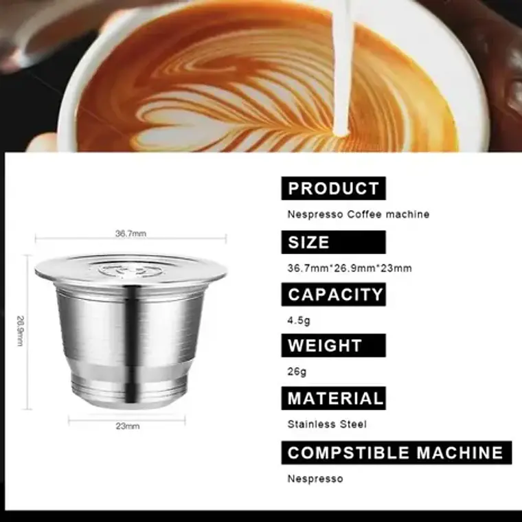 Pack Xl Cápsulas Reutilizable Acero Para Nespresso Nuevo 6