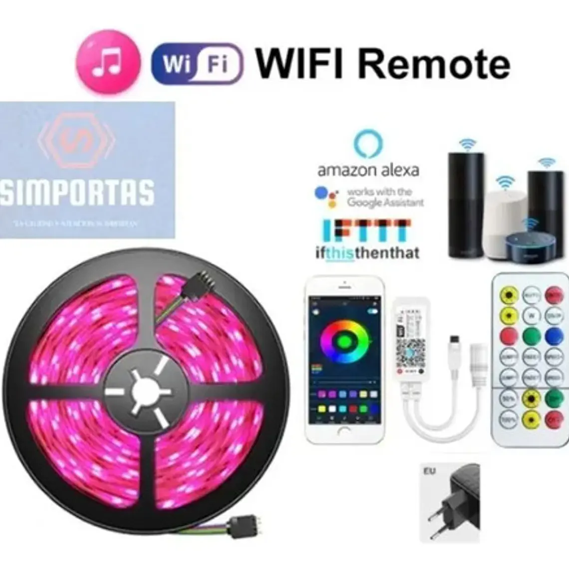 Cinta Luces Led Único 20mts Rgb 5050 Wifi Alexa Música Stgo. 2