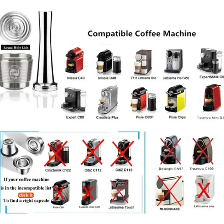 Pack Cápsula Reutilizable Acero Para Nespresso Nuevo Modelo 10