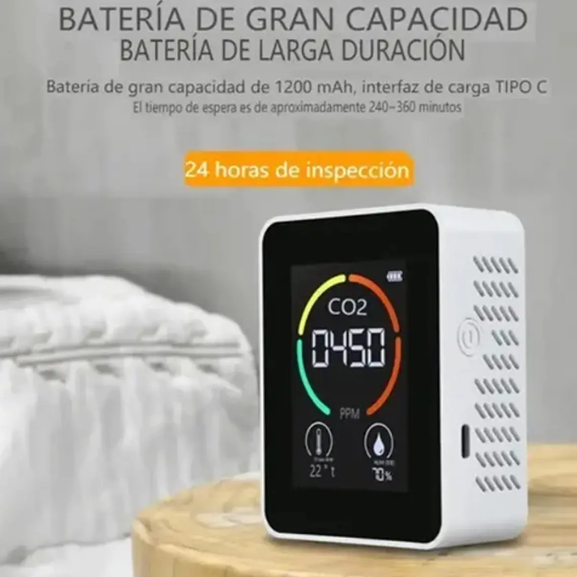 Detector Portátil Co2 Medidor Dióxido De Carbono Aire Stgo. 4