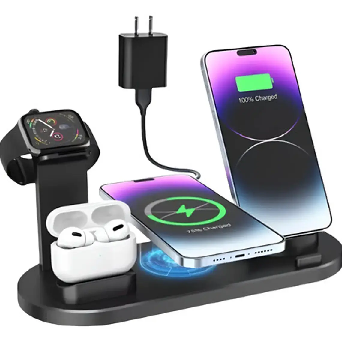 Cargador Inalámbrico 4 En 1 + Enchufe - Envío Gratis Stgo. 1