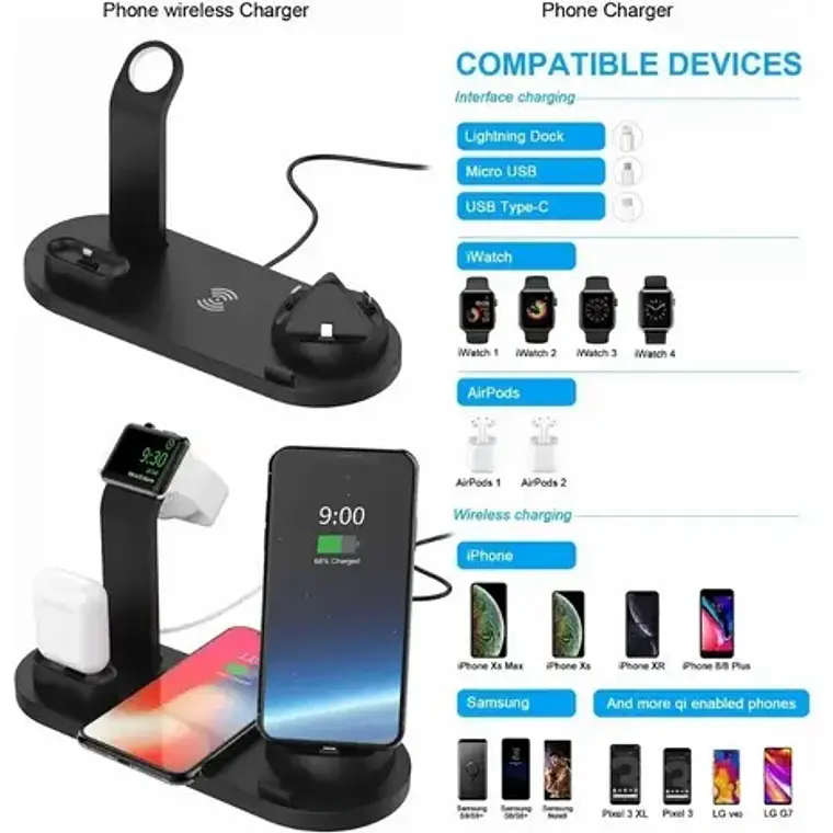 Cargador Inalámbrico 4 En 1 + Enchufe - Envío Gratis Stgo. 3
