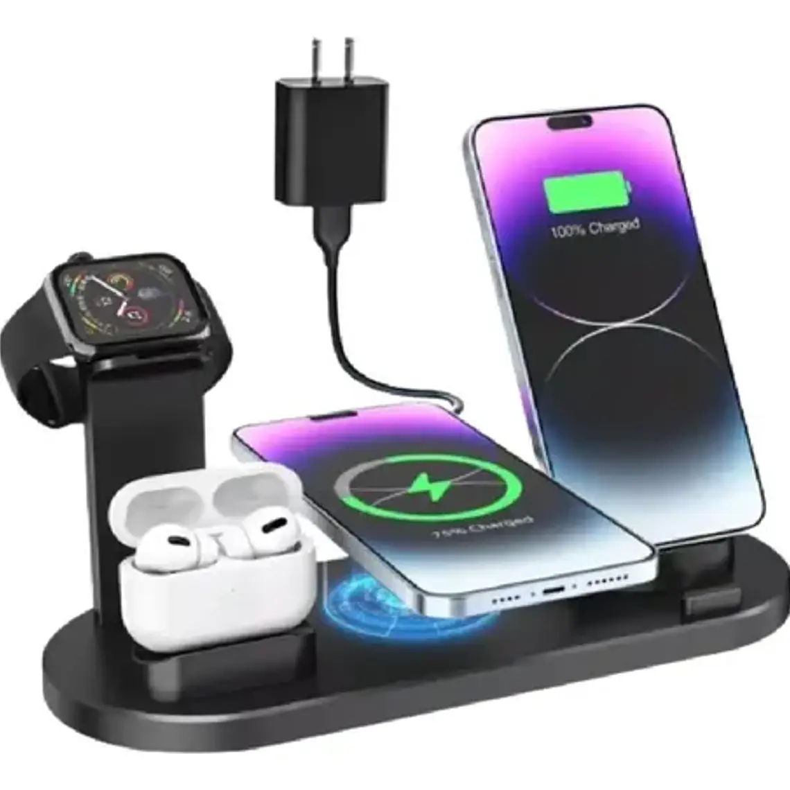 Cargador Inalámbrico 4 En 1 + Enchufe - Envío Gratis Stgo. 11