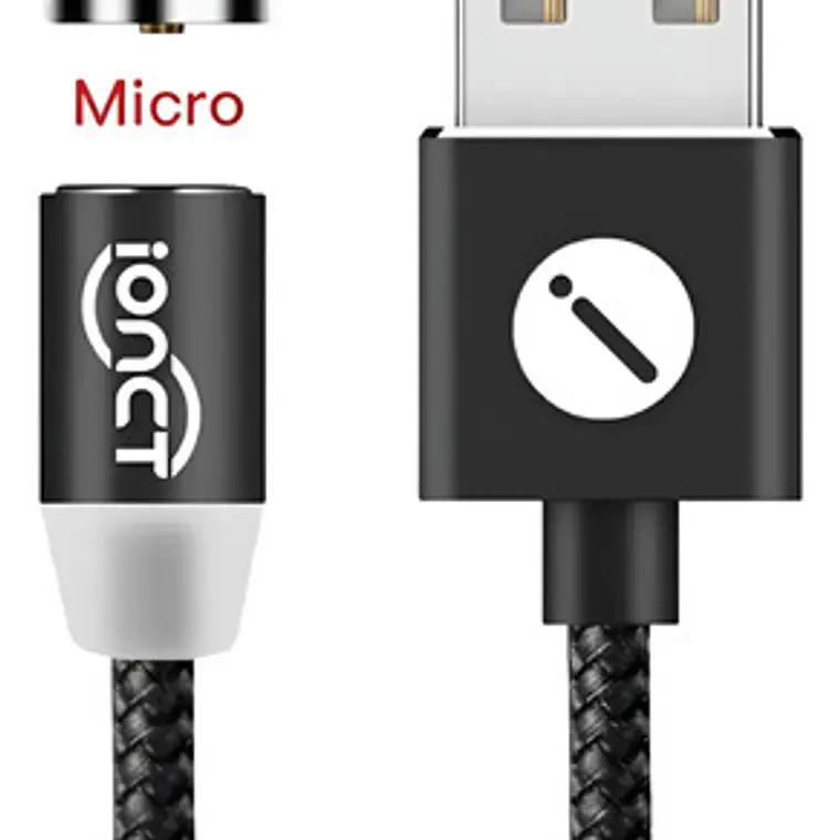 Cable Cargador Rápido 2.4 Amp Tipo Micro Usb  Con Imán Negro 1