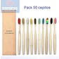 Pack 50 Cepillos De Dientes De Bambú Ecológico Calidad Stgo - Miniatura 2