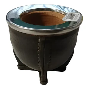 Mate Imperial Argentino Cincelado Cuero 9cm Alto Negro