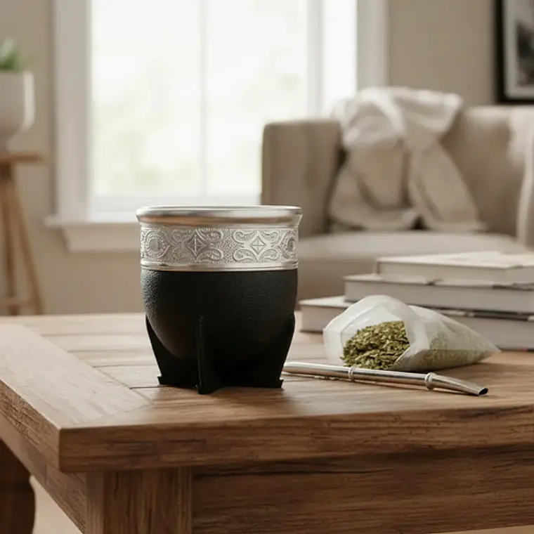 Mate Imperial Símil-cuero Calabaza Alto 10cms Negro 2