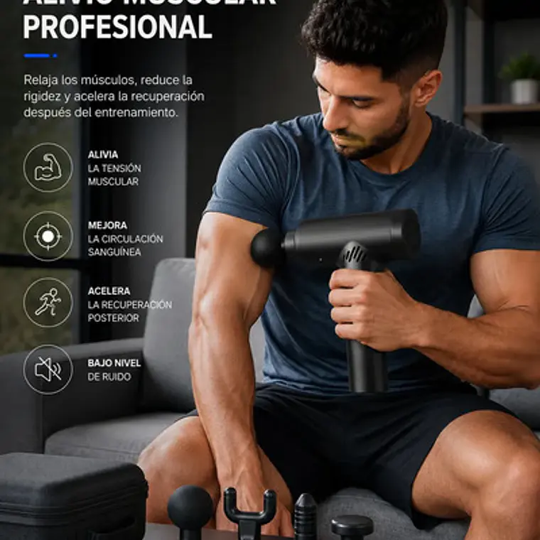 Pistola Masajeadora Masajeador Muscular Maquina Para Masajes Color Negro 3