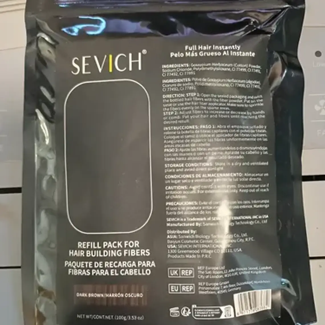 Fibras Capilar Sevich Keratina Recarga Original 100g Stgo. 5