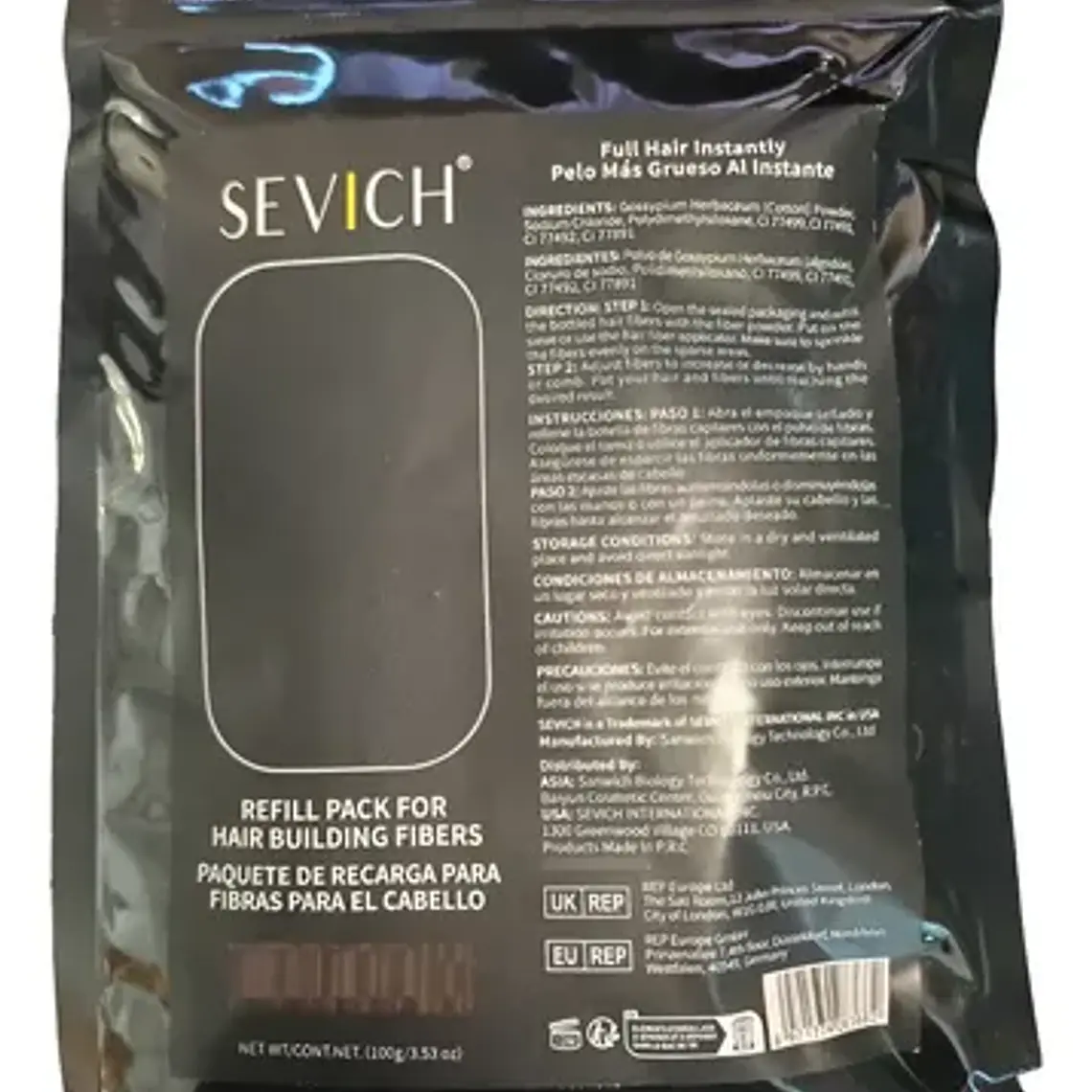 Fibras Capilar Sevich Keratina Recarga Original 100g Stgo. 15