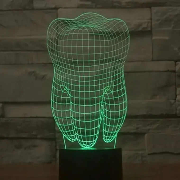 Lámpara Led 3d Switch Colores Diente Muela Usb Control Stgo. 8