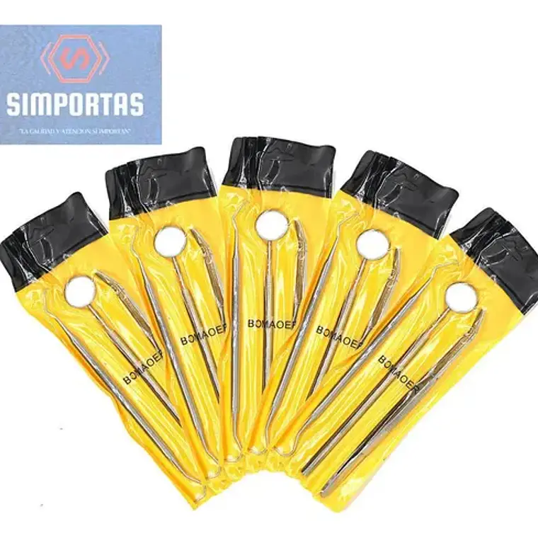Kit Examen Espejo Pinza Y Sonda Dental Odontología Santiago 5