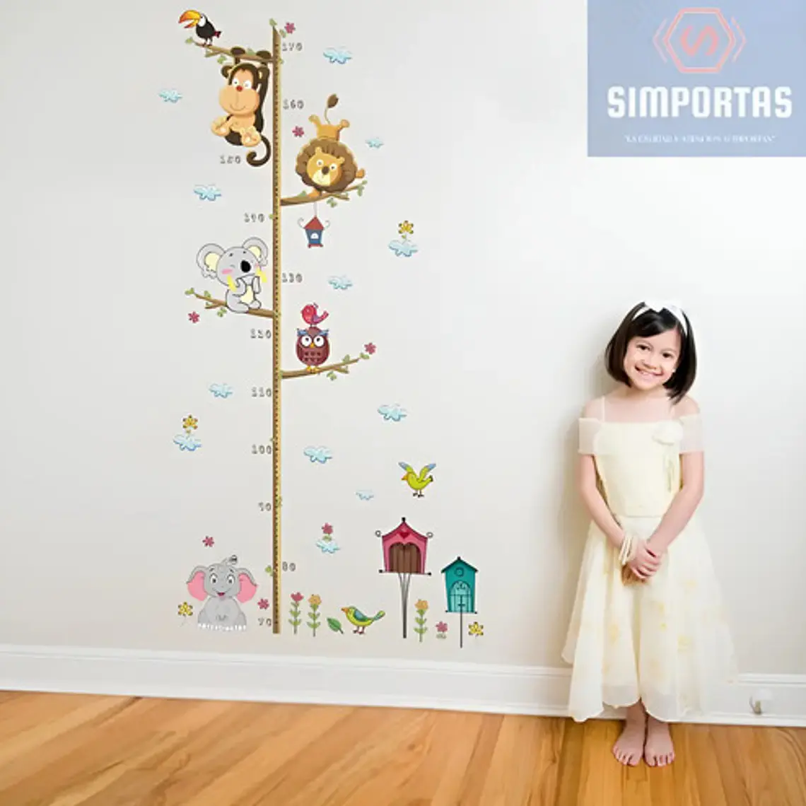 Calcomanias De Pared Medida De Altura Muchos Animales Stick 2
