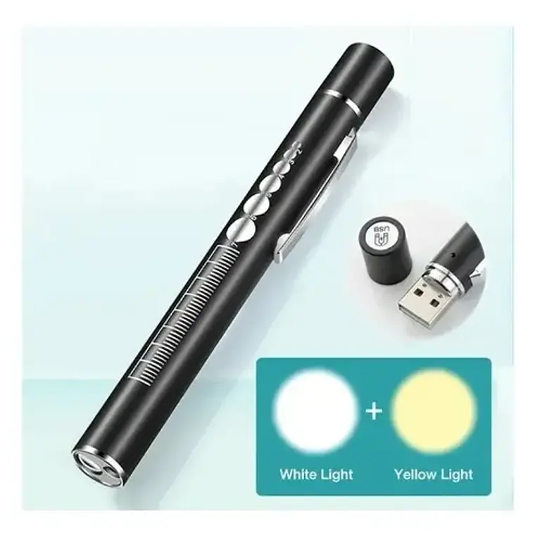 Linterna Médica Reflejos Carga Usb 2 Luces Clip Santiago 6