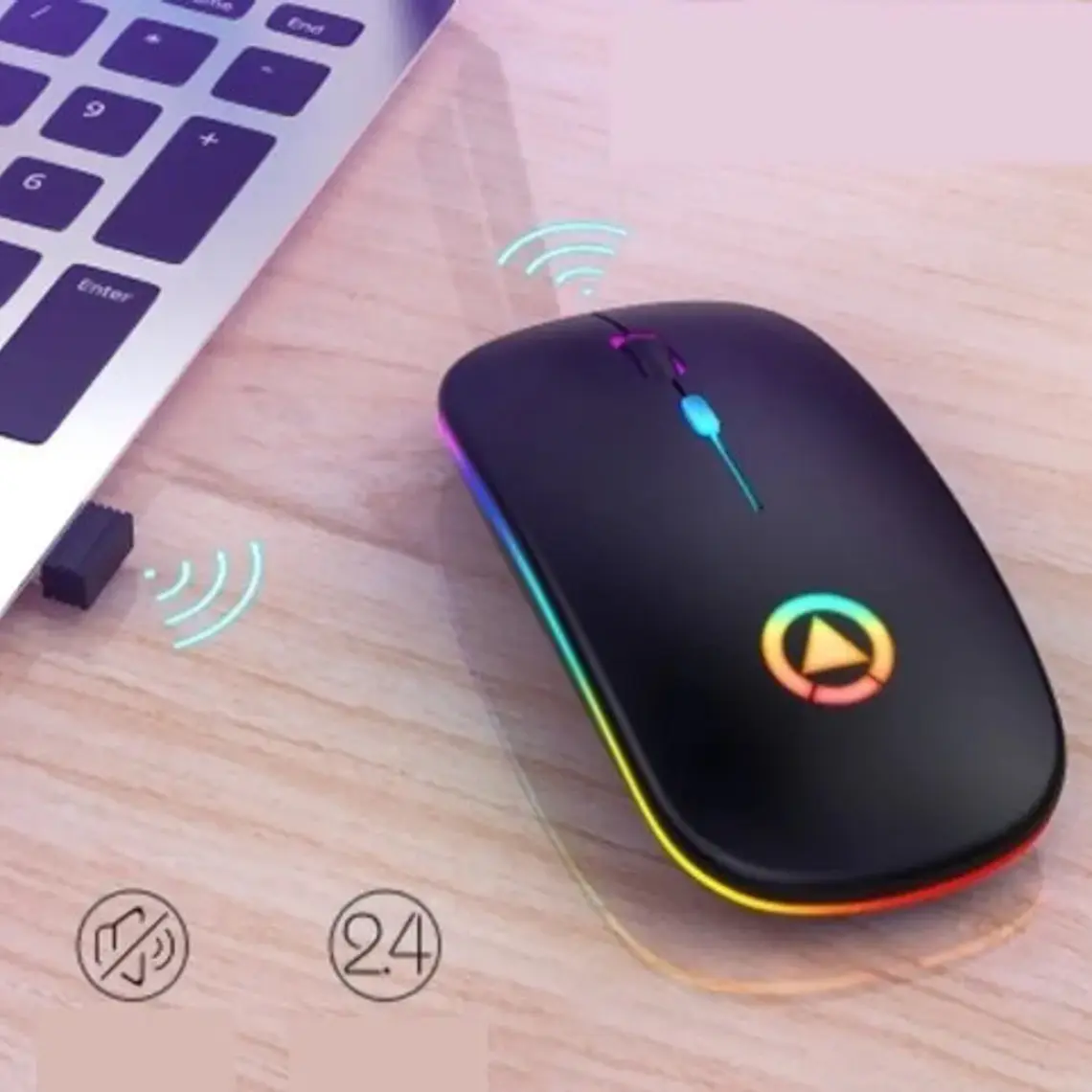 Mouse Inalámbrico Recargable Gaming Silent Mode Santiago 6