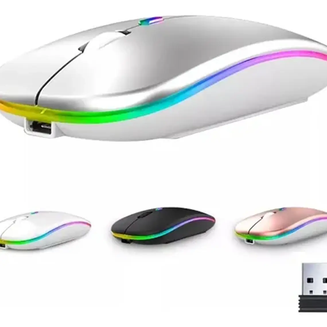 Mouse Gamer Rgb Bluetooth Inalámbrico Recargable Silencioso 10