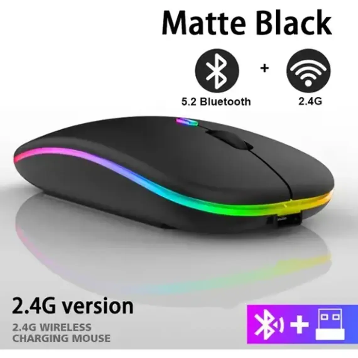 Mouse Gamer Rgb Bluetooth Inalámbrico Recargable Silencioso 11