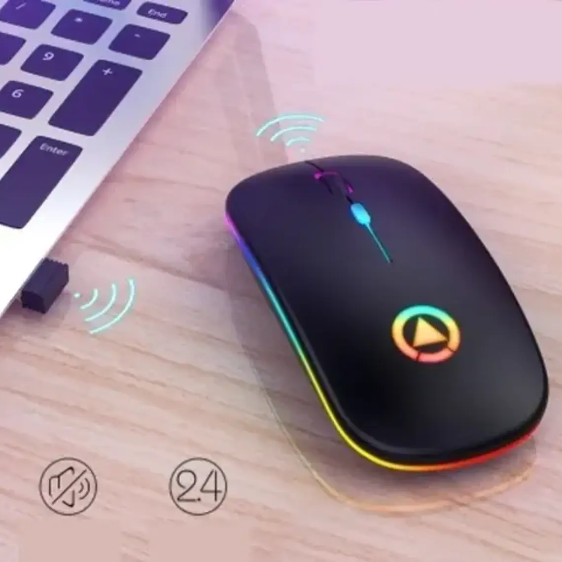 Mouse Gamer Rgb Bluetooth Inalámbrico Recargable Silencioso 16