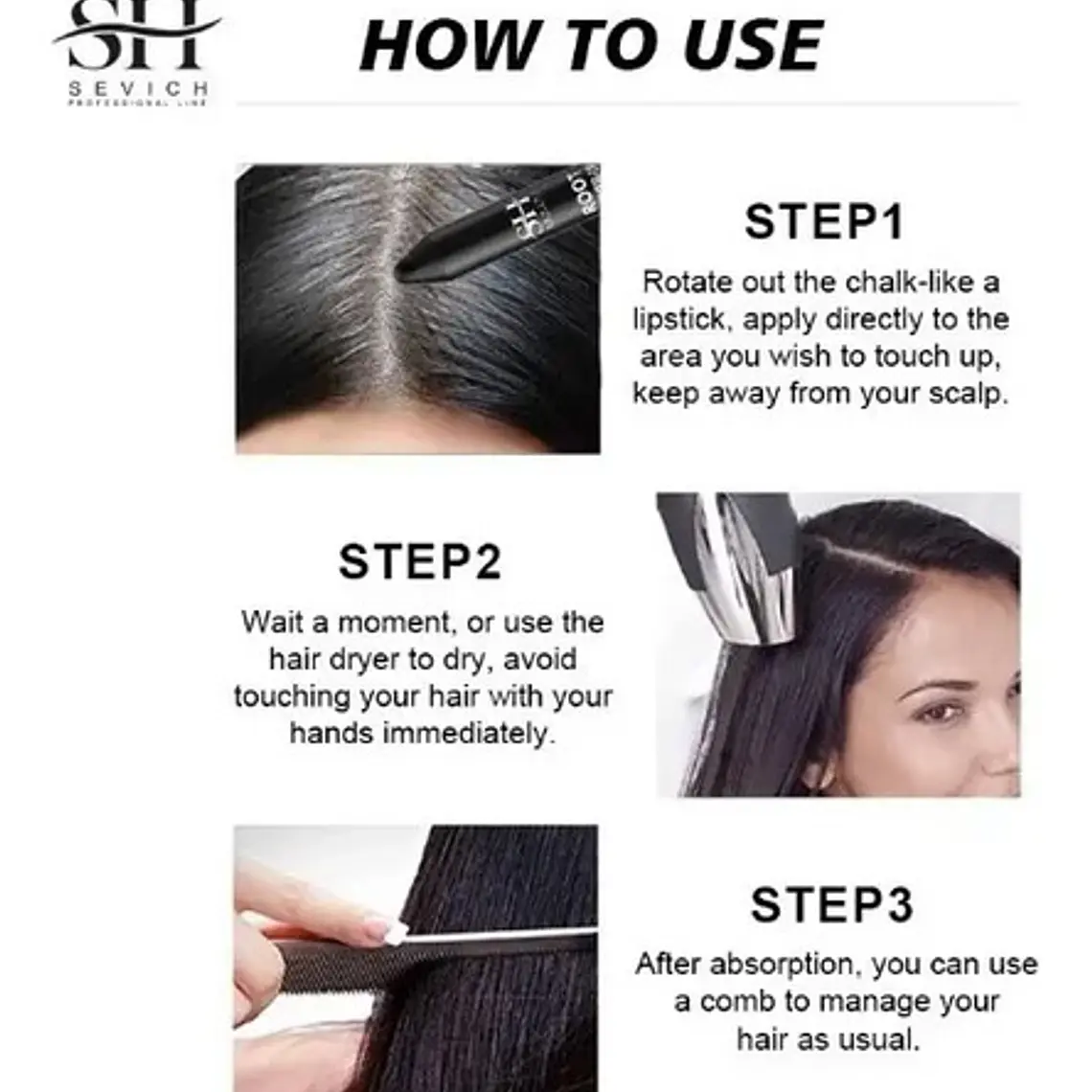 Tinte Lápiz Para Raíces Y Canas Instantáneo Con Goma Sevich 6