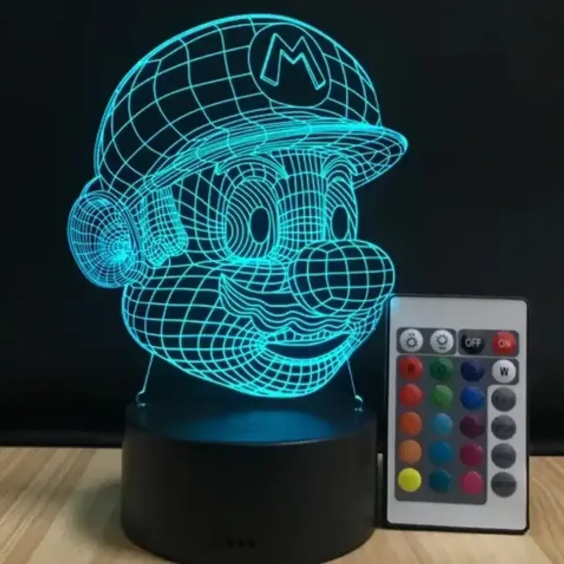 Lámpara Súper Mario Bross Visual 3d Con Control Remoto Color 3