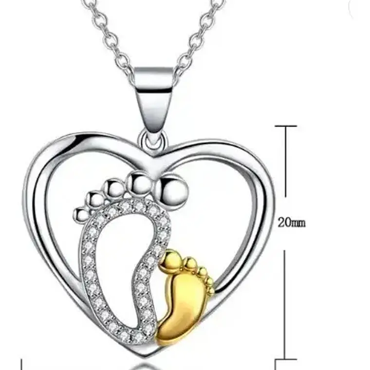 Collar Mamá Patitas Bebe Hijo Colgante Regalo Piedras Mujer 3