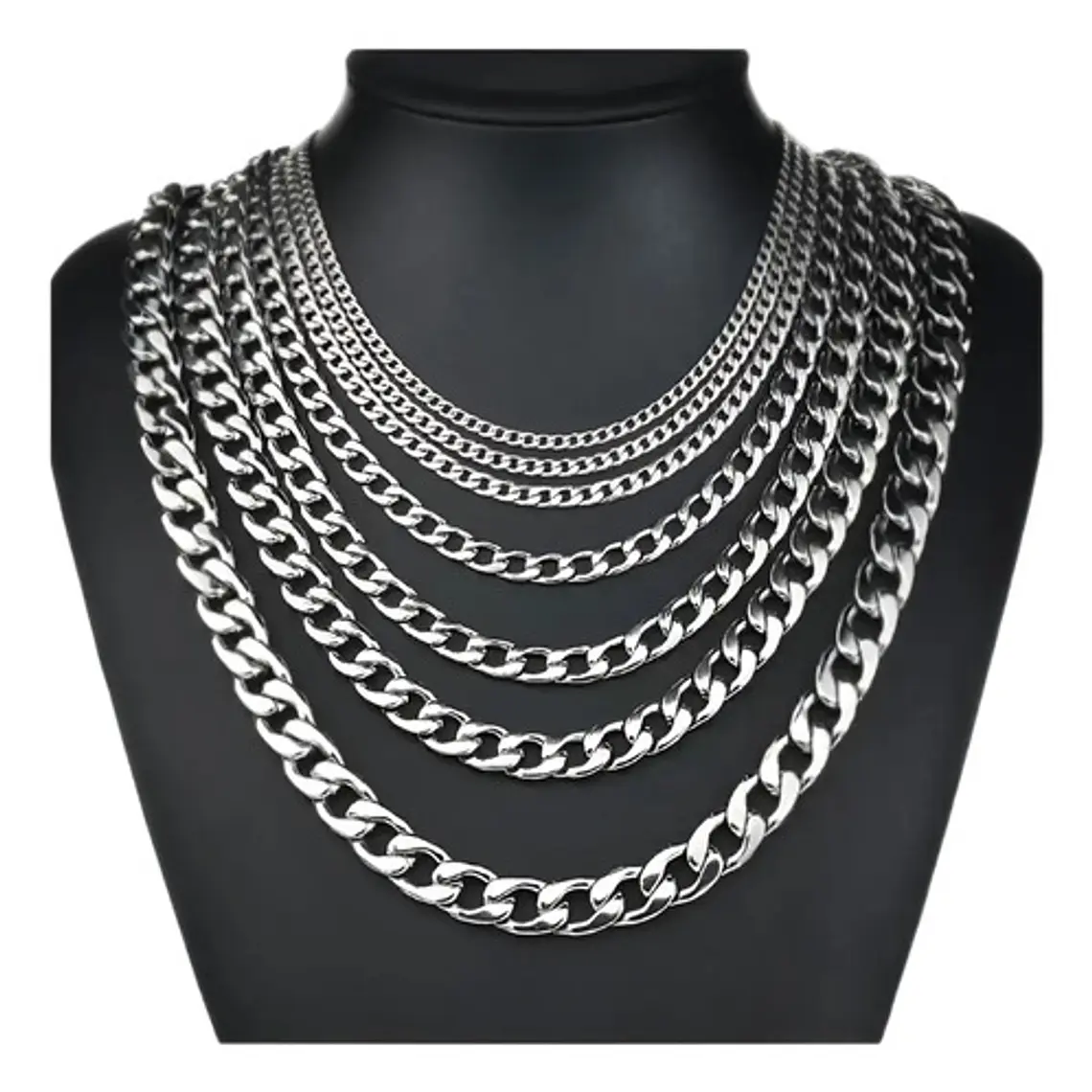 Cadena Estilo Cubano Collar De Acero Inoxidable Medidas Stgo 1
