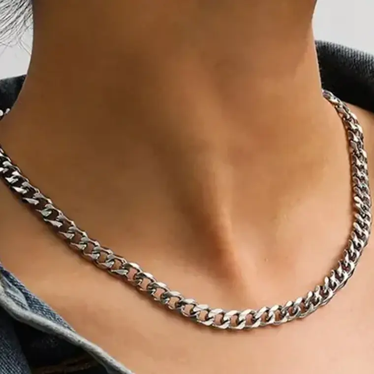 Cadena Estilo Cubano Collar De Acero Inoxidable Medidas Stgo 8