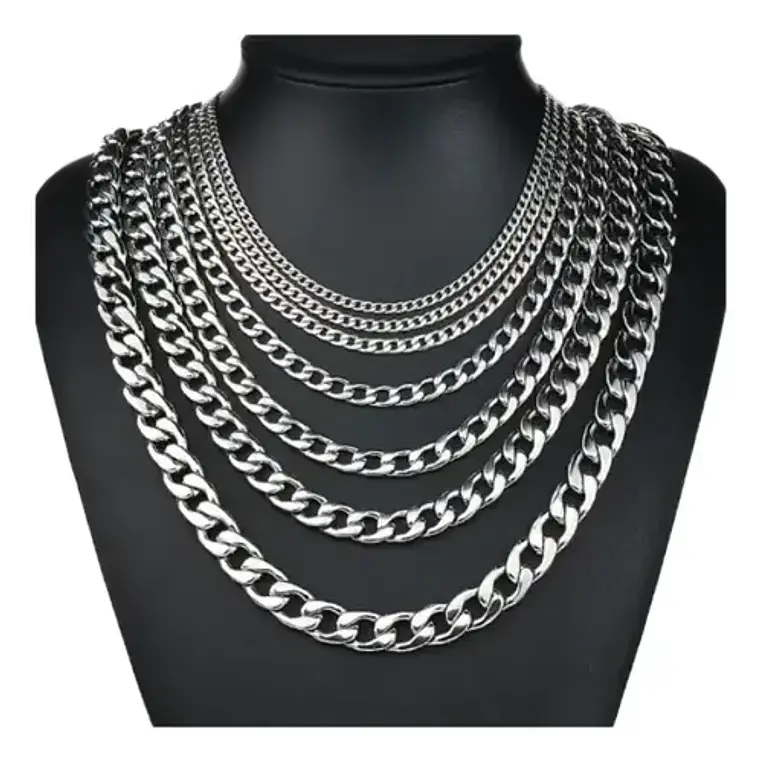 Cadena Estilo Cubano Collar De Acero Inoxidable Medidas Stgo 10