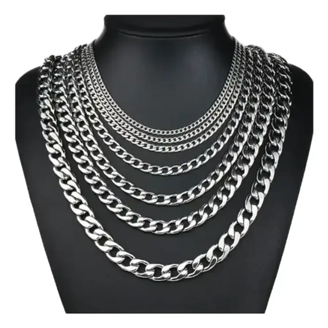Cadena Estilo Cubano Collar De Acero Inoxidable Medidas Stgo 11
