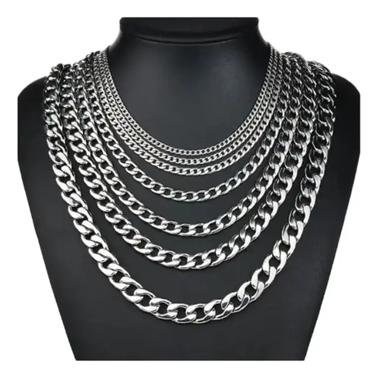 Cadena Estilo Cubano Collar De Acero Inoxidable Medidas Stgo 13
