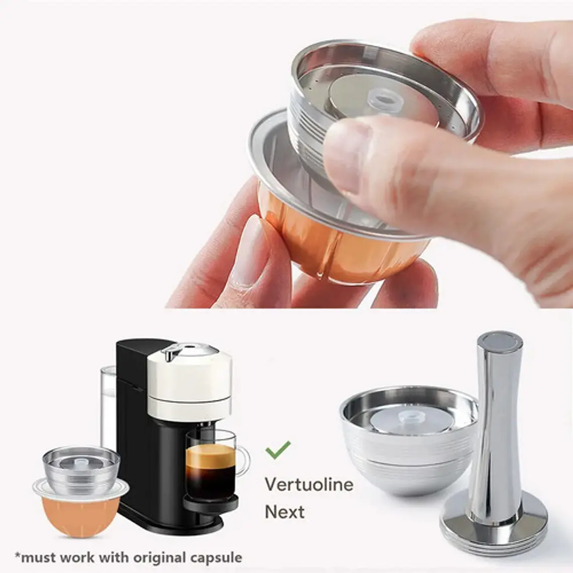 Cápsula Reutilizable Acero Para Nespresso Vertuo +apisonador 6