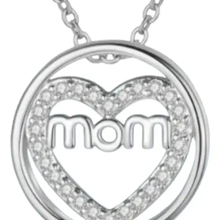 Collar Mamá Corazón Mom En Anillo Ring Piedras Calidad 1