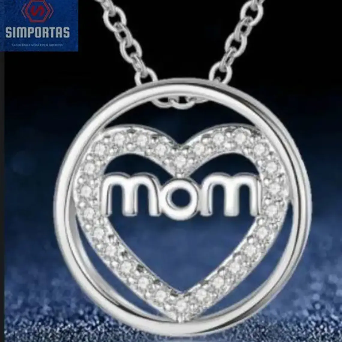 Collar Mamá Corazón Mom En Anillo Ring Piedras Calidad 2