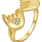 Anillo Dorado Unión Cristal Dedito Madre Hijo Pareja Calidad - Miniatura 1