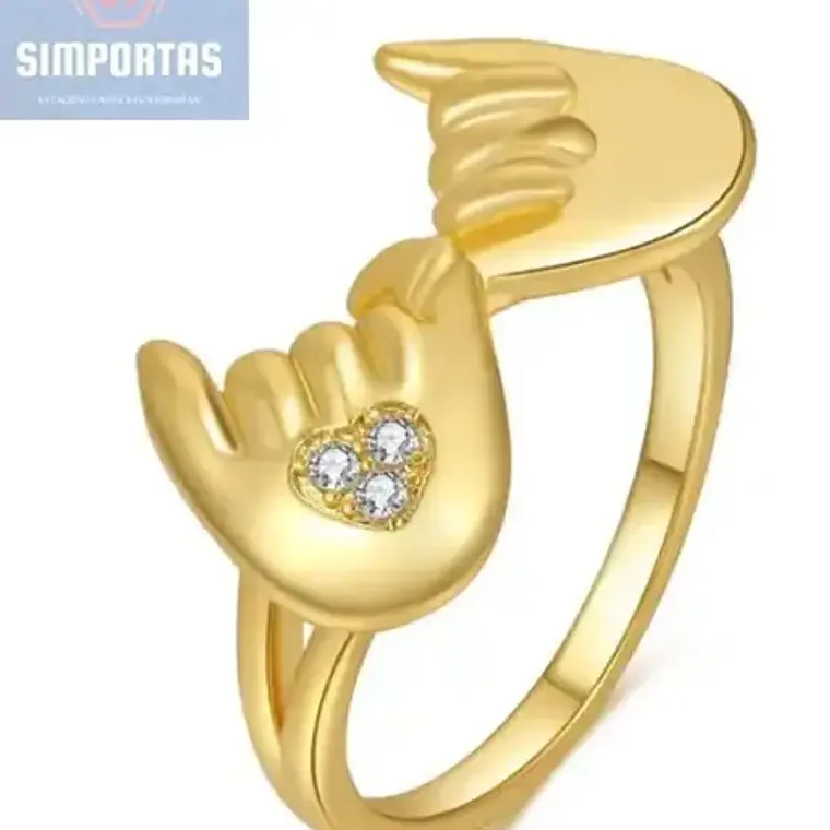 Anillo Dorado Unión Cristal Dedito Madre Hijo Pareja Calidad 3