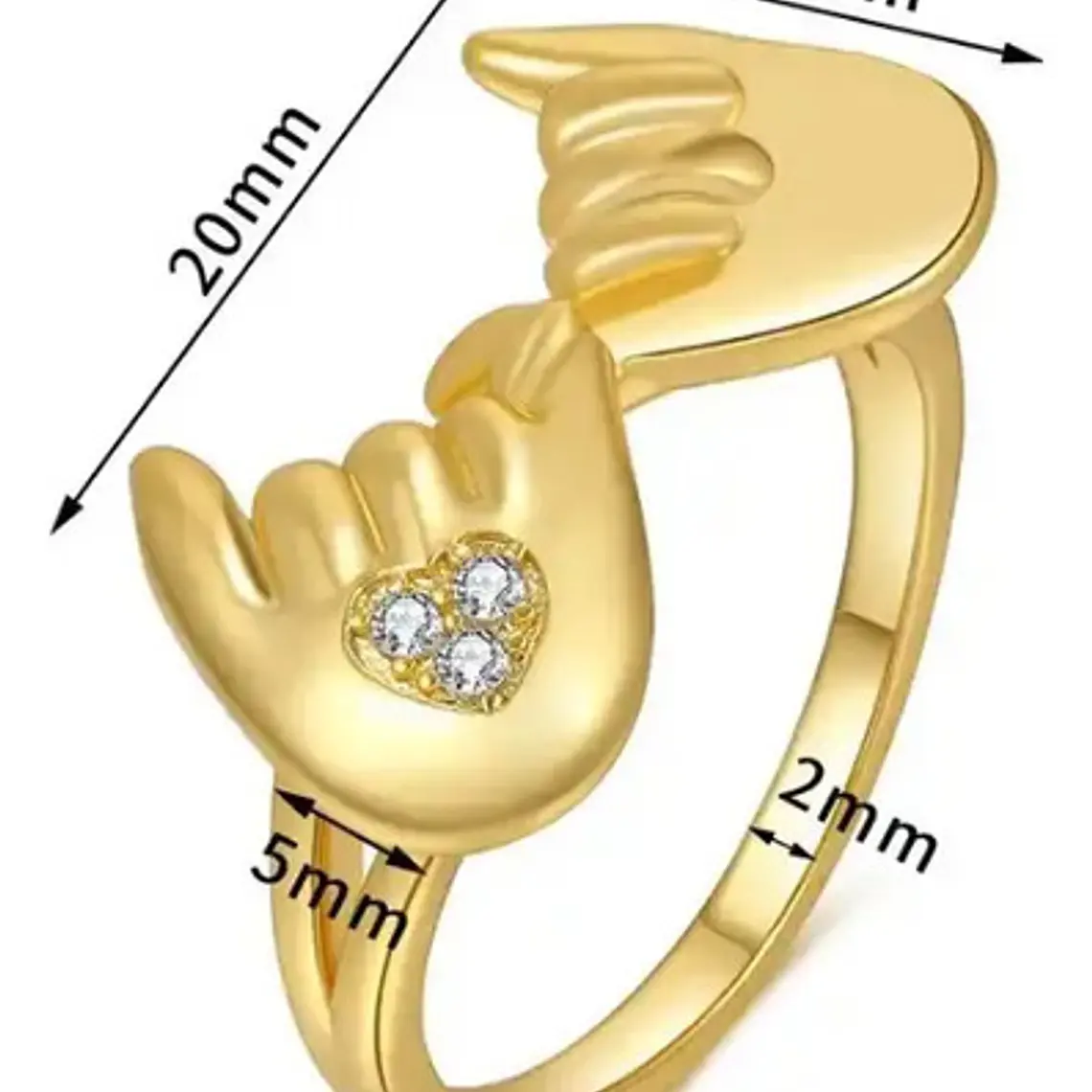 Anillo Dorado Unión Cristal Dedito Madre Hijo Pareja Calidad 4