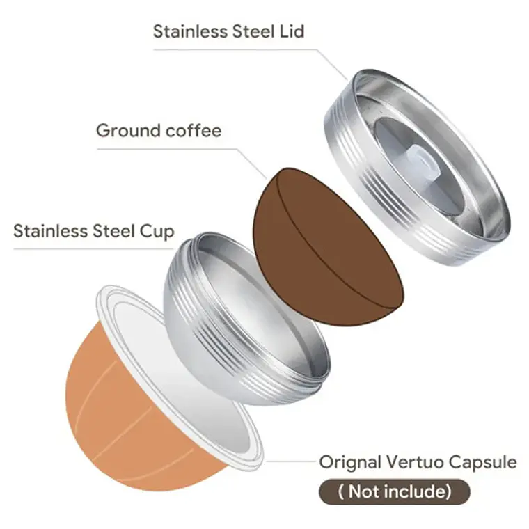 Cápsula Reutilizable Acero Para Nespresso Vertuo Nuevo M 3